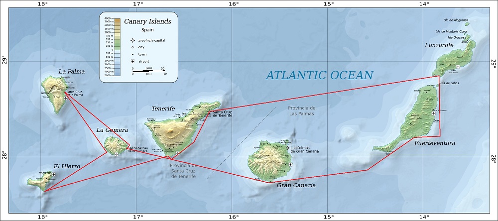 Western Canaries Cruise Map - Carbery Sailing